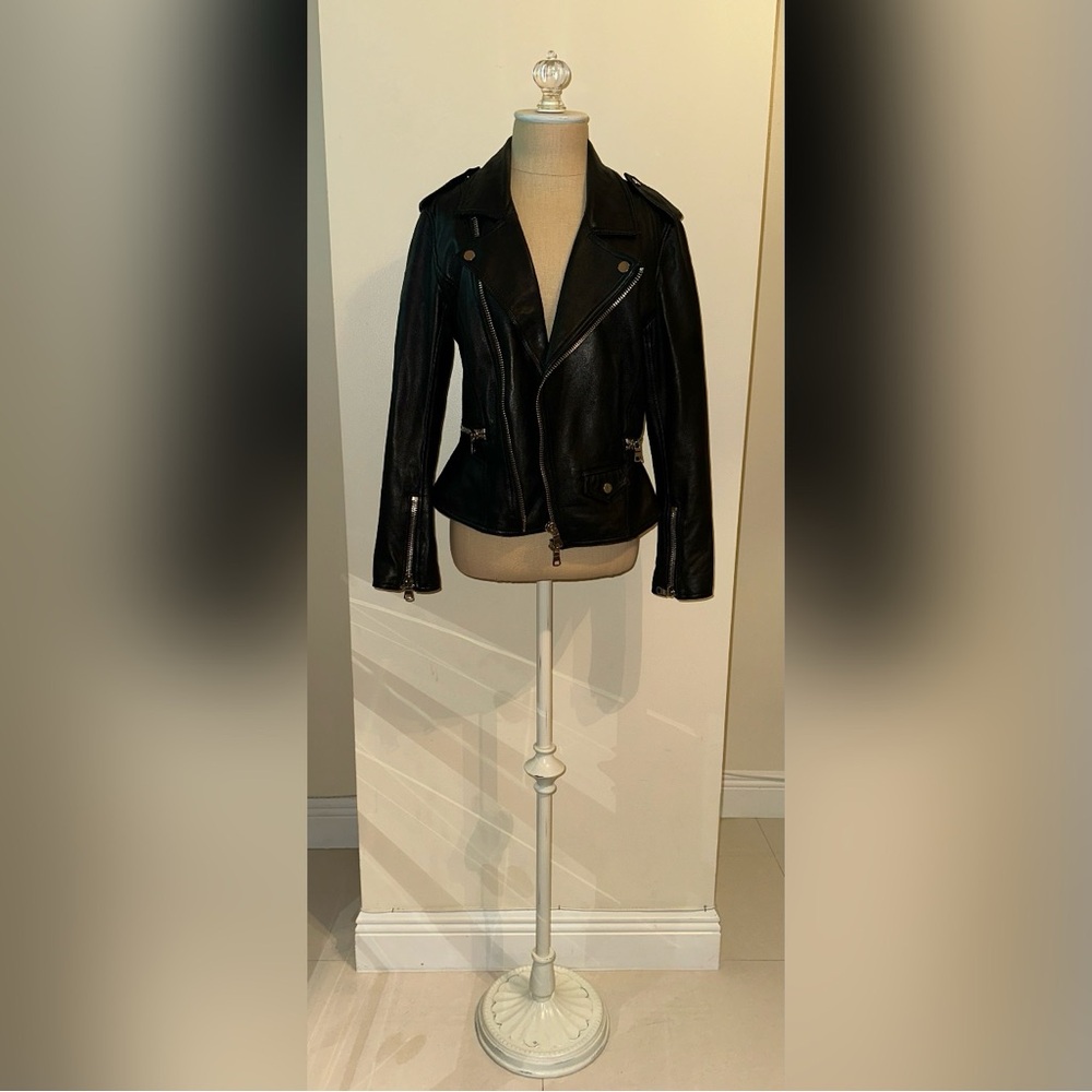3.1 Phillip Lim Black Leather Peplum Moto Jacket – Size 6